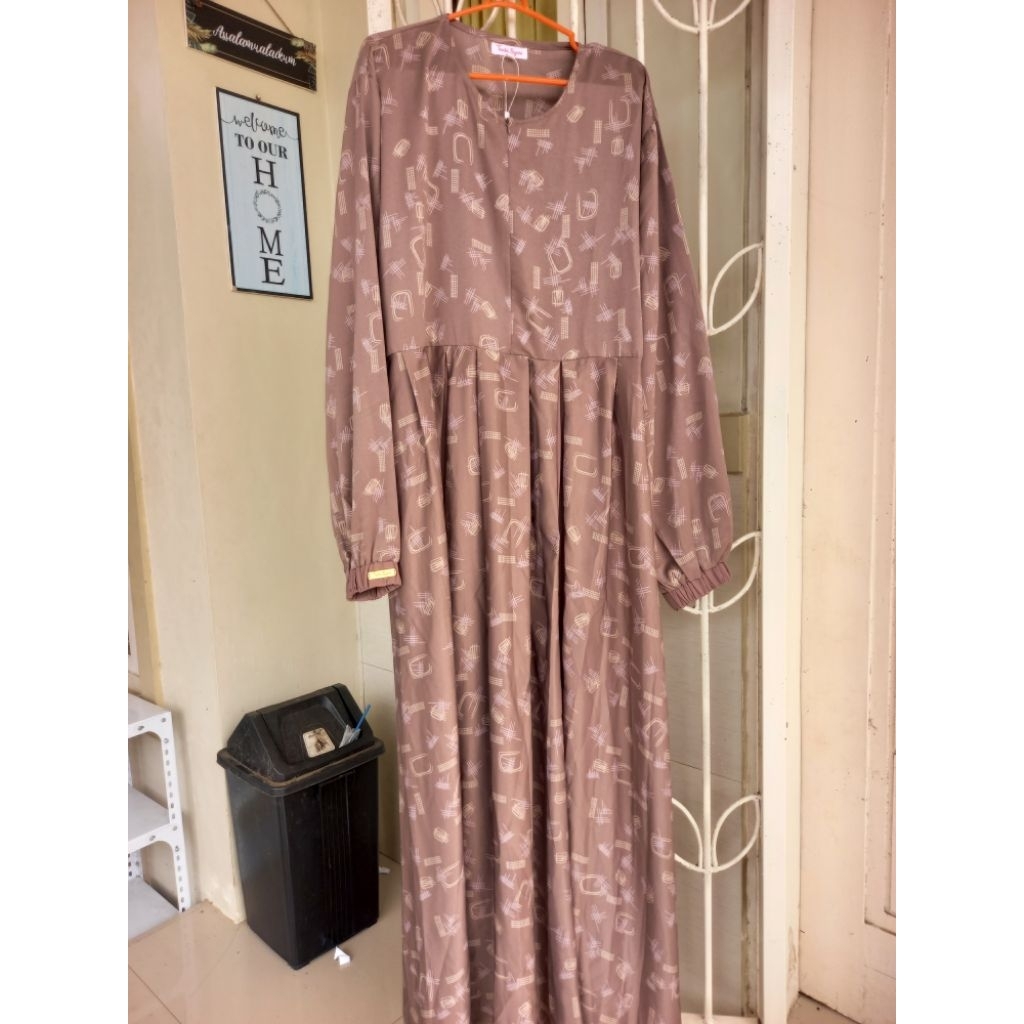 baru new bukan preloved gamis tachi syari ld 120 warna coklat gamis lebaran simple wearing klamby