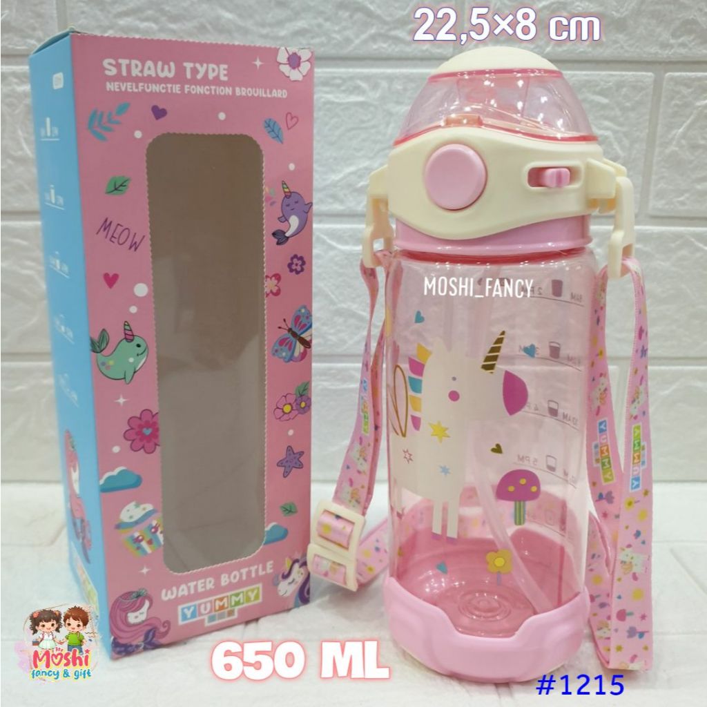 Botol Minum Yummy Sip Original / Botol Minum Karakter Tali 650 ml / Botol Minum Yummy Sip Unicorn Pi