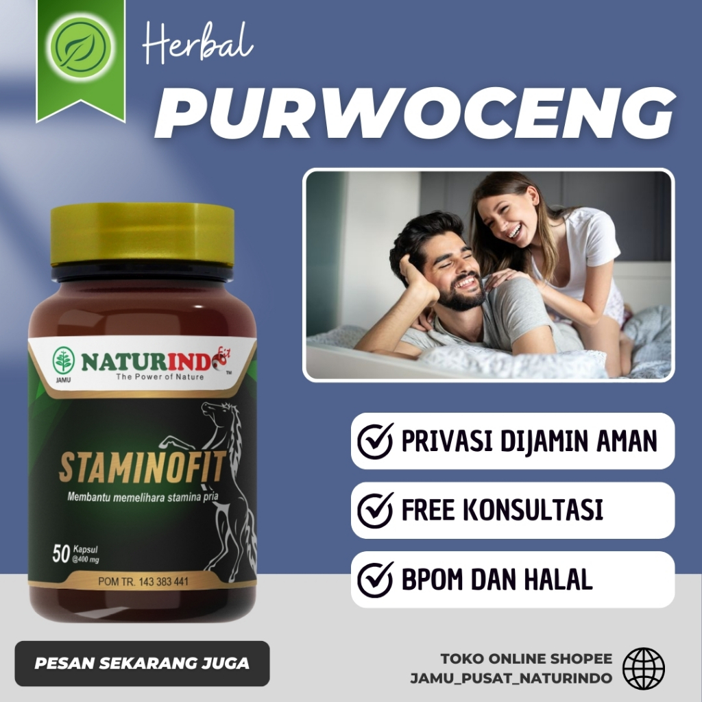 Herbal Purwoceng Bantu Memelihara Stamina Pria Staminofit 50 Kapsul BPOM Herbal Pria Naturindo