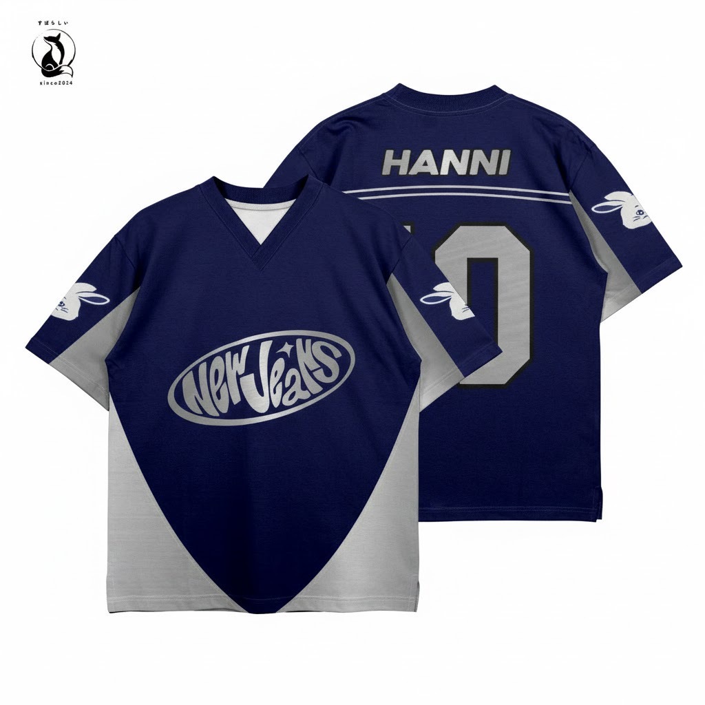 Jersey/Baju Custom Oversize Nama Dan Nomor Special KPOP NEW JEANS NAVY Cowok/Cewek, Dan Anak-Anak, S