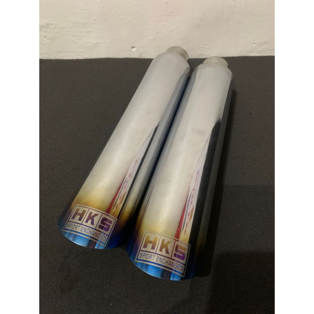 Knalpot racing model bambu runcing / pancas stenlis ujung biru untuk mobil avanza ayla brio l300 jaz