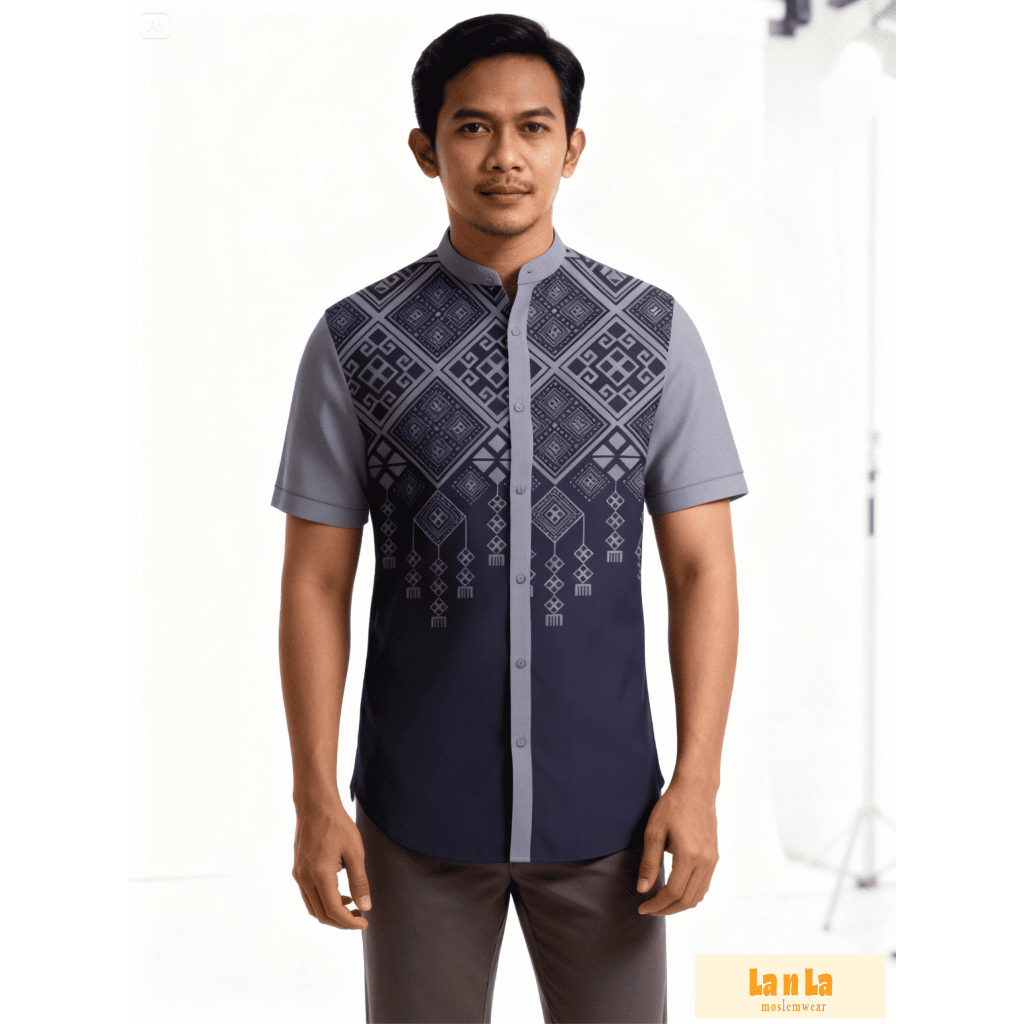 Baju Koko Couple Ayah Anak La n La - Koko Modern Etnik Bahan Polymicro Premium - Seragam Keluarga Le