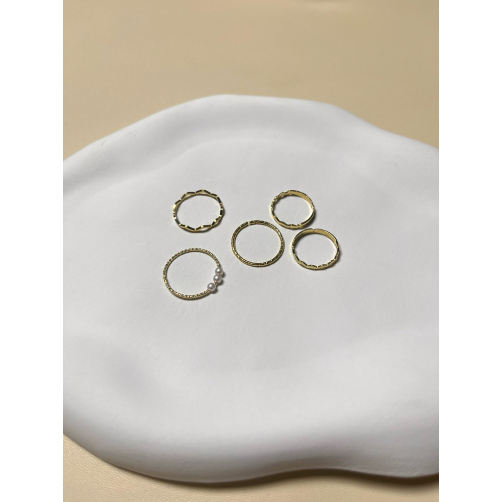 cincin titanium anti karat 1set 5pcs cincin korea