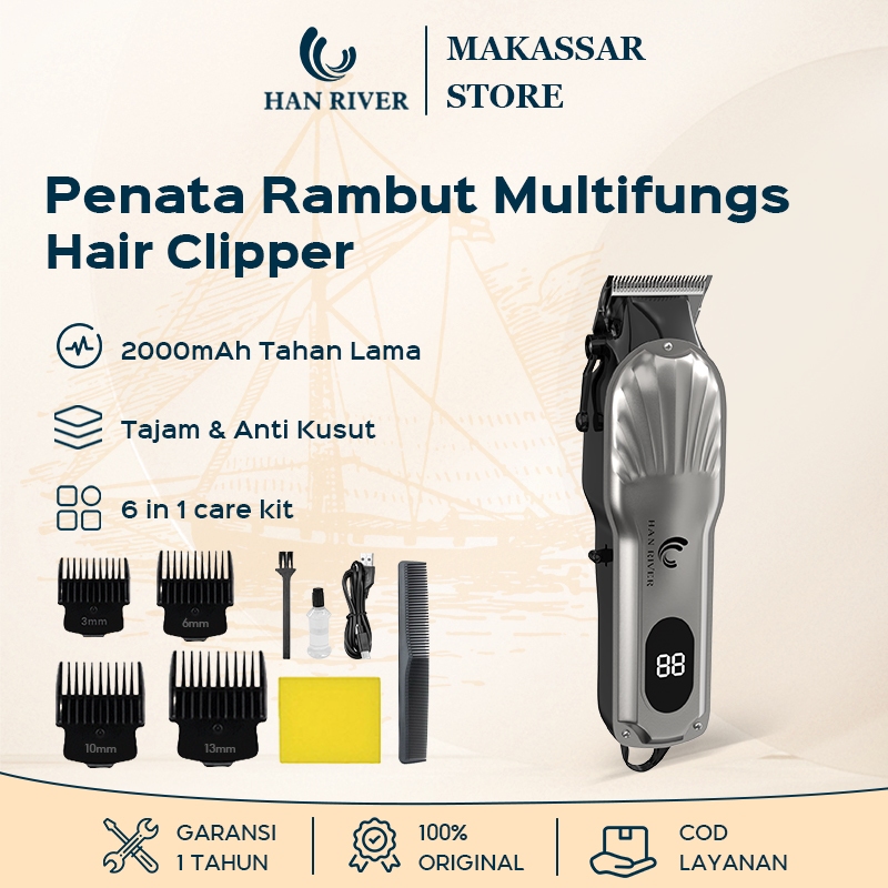 [Pengiriman dari Makassar]HAN RIVER Mesin Cukur Rambut Elektrik Alat Cukur Rambut Profesional Tuas 0