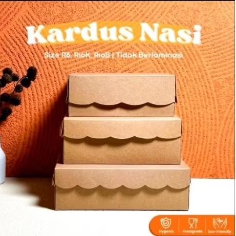 kardus nasi kotak - box kotak nasi ukuran R8, R10k, dan R10B plus mika samir