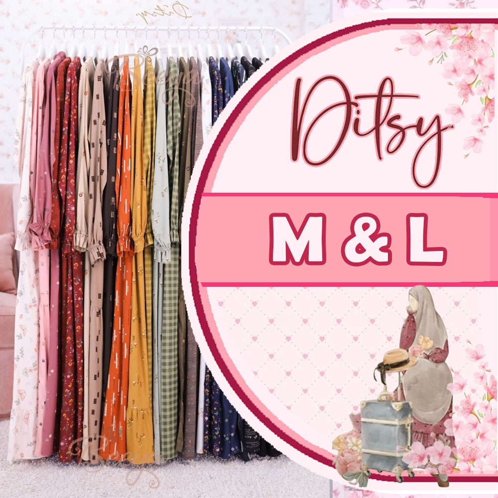 3. Ditsy Maret  Gamis muslimah - M & L -  Nilan, Runar, Solana, Spiel, Krilla