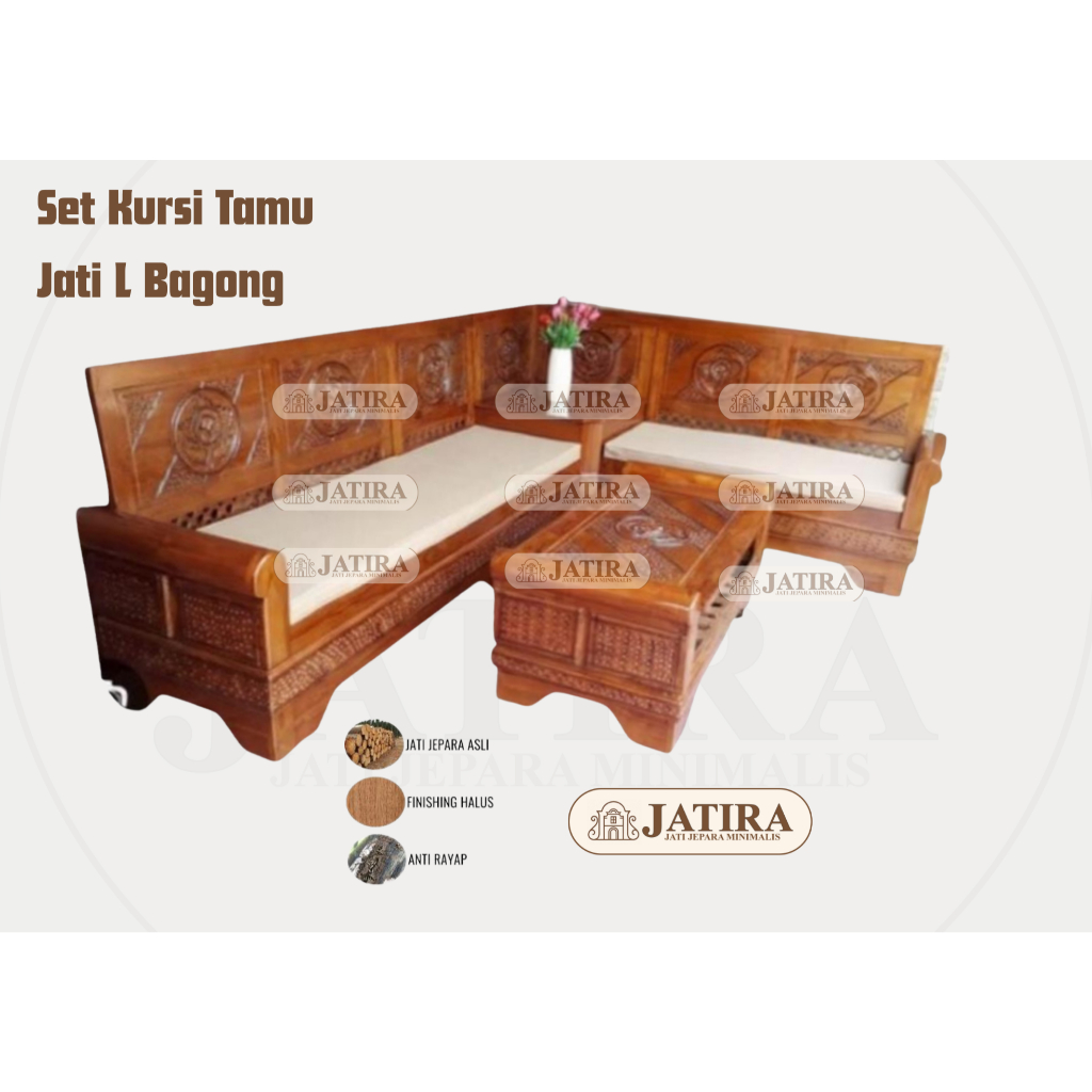 Set Kursi Tamu Jati L Bagong | Kursi Tamu Jati Asli Jepara Murah Palembang