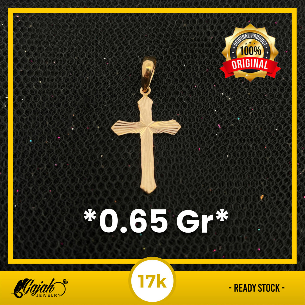Liontin Salib Emas 17K - Toko Emas Gajah - 0.65 Gram 8215