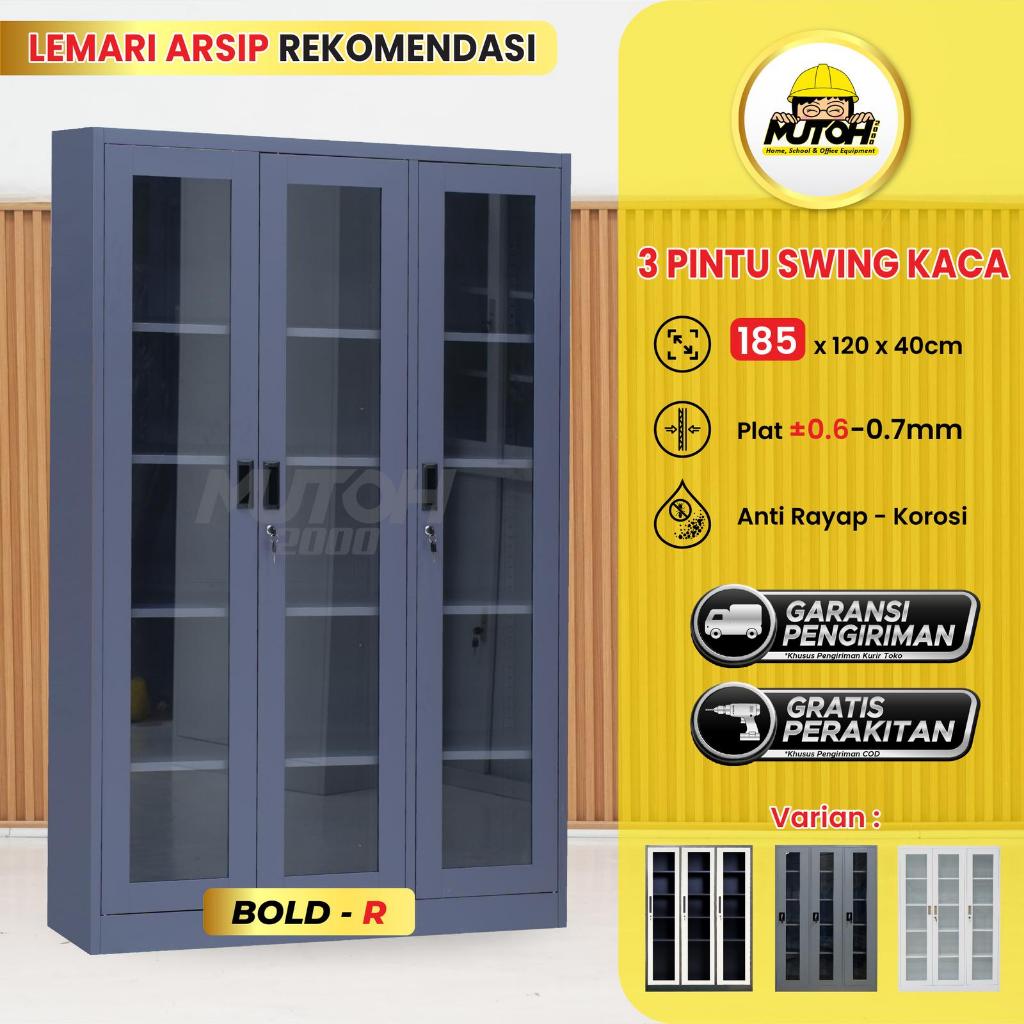 Lemari Arsip Besi 3 Pintu Kaca Lemari arsip kantor 3 Pintu MUTOH2000 Rekomendasi