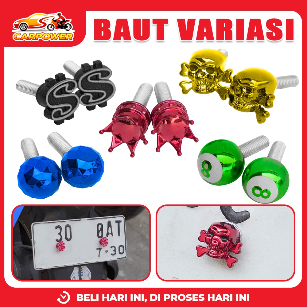 Baut Variasi Plat Motor Ukuran 6MM Desain  Glossy Dekorasi Baut Plat Bahan Plastik