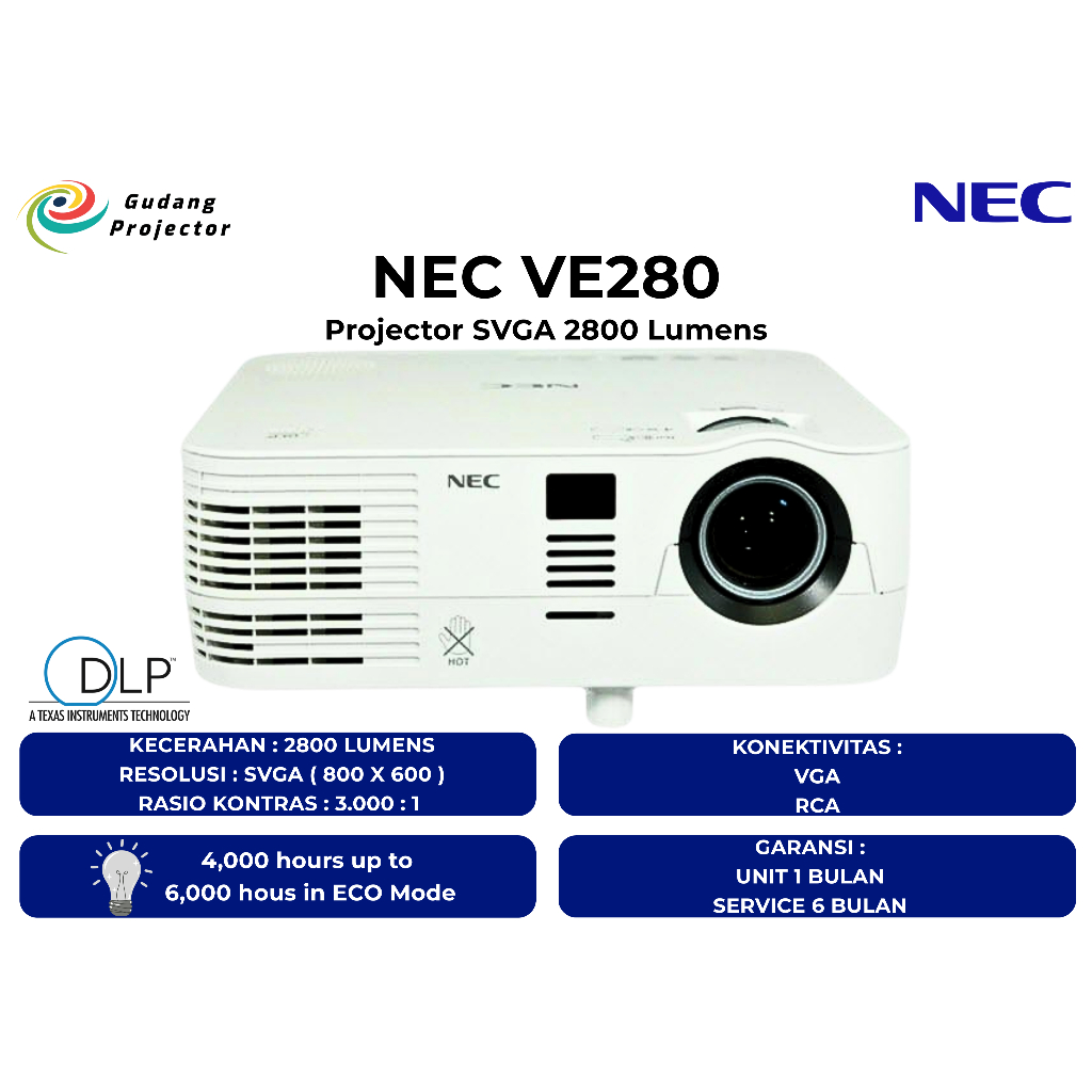 Proyektor Second NEC VE280 2800 Lumens Terang