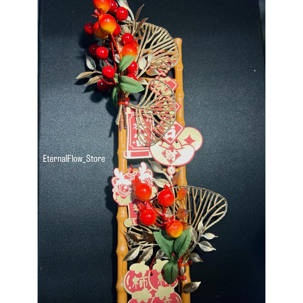 Hiasan Imlek Gantung Tangga Bambu – Pembawa Hoki & Rezeki / Motif buah Delima