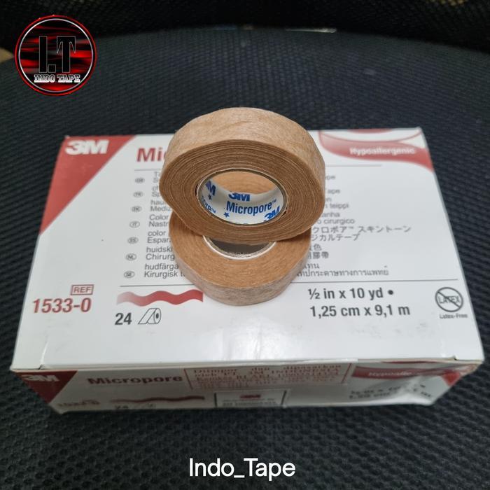 3M Micropore 1/2 in plester uk 12 mm warna coklat muda ( 1 pcs )