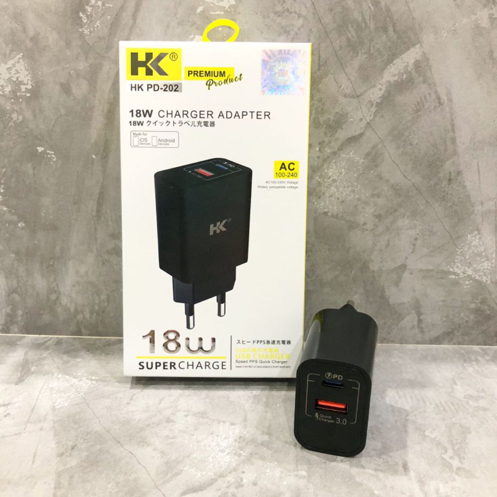 BATOK CHARGER HK D202 QC 3.0 + PD 18W