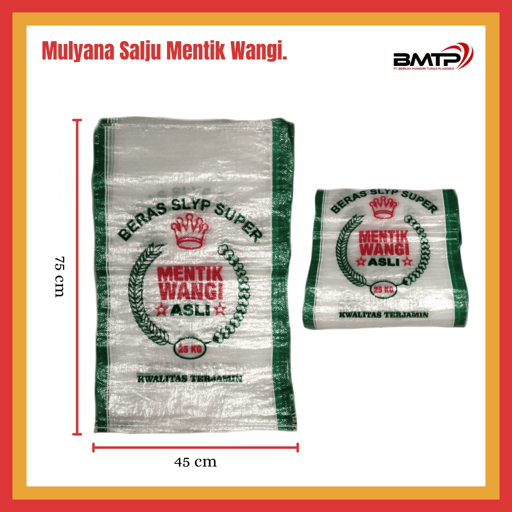 Karung Beras 25 kg Cap Mentik Wangi Merk Mulyana /harga per 1 ball isi 1000 lembar