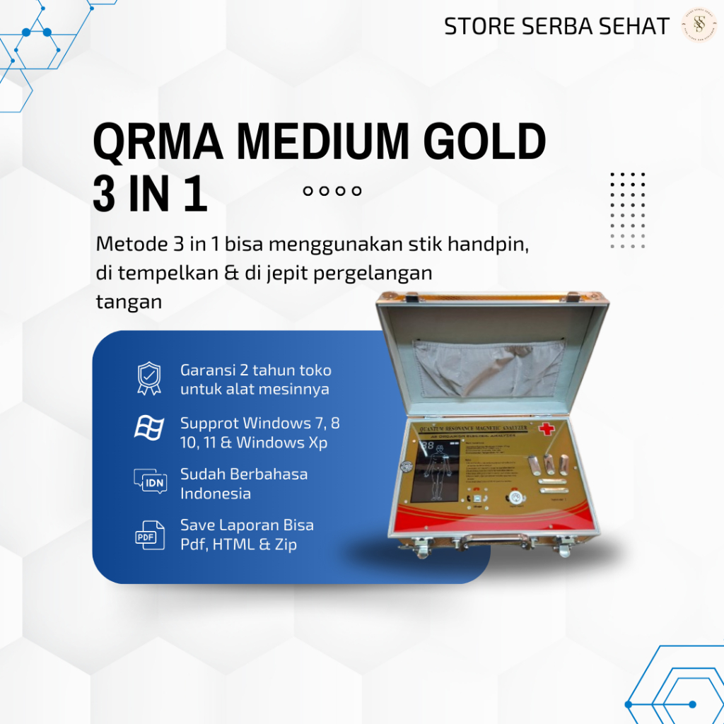 Kuantum Quantum Resonance Magnetic Analyzer QRMA MEDIUM NEW VERSION Warna Gold 3 In 1 Garansi 2tahun