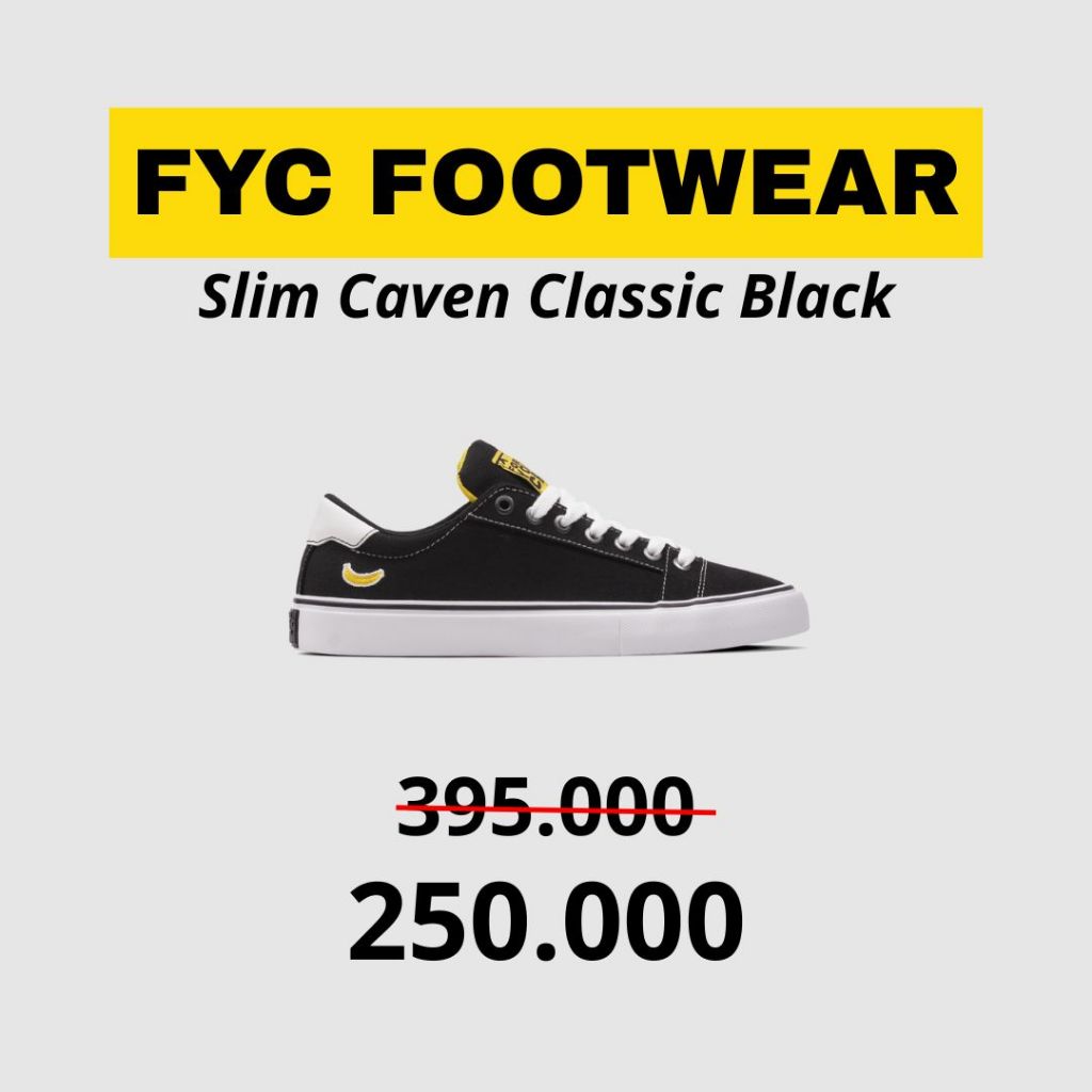 FYC FOOTWEAR - SLIM CAVEN CLASSIC BLACK YOUTH | SEPATU ANAK | SEPATU VULCANIZED