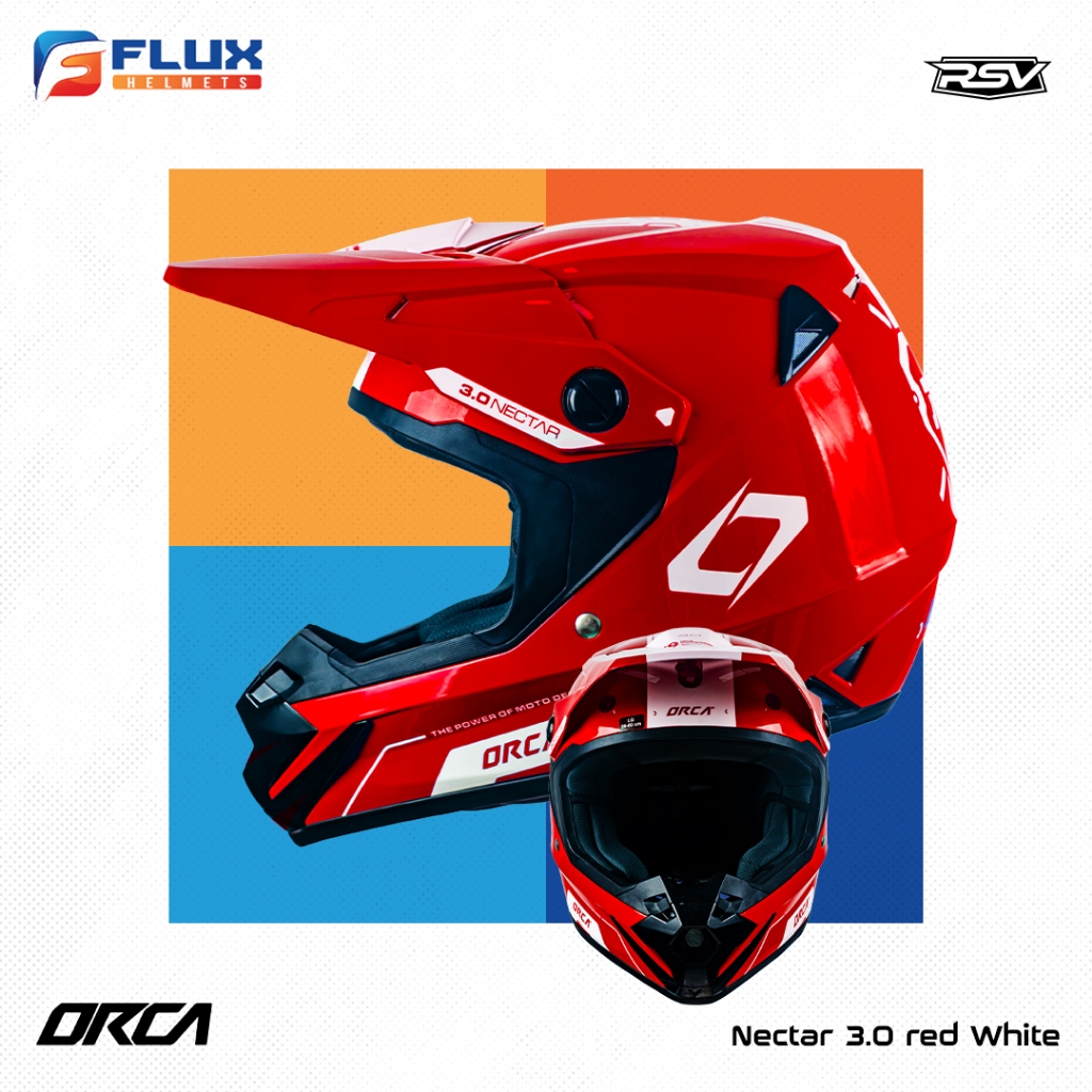 [ORIGINAL RSV] Helm RSV X ORCA Atom Nectar 3.0 Red White | Helm Trail Cross Supermoto (FLUX HELMETS)