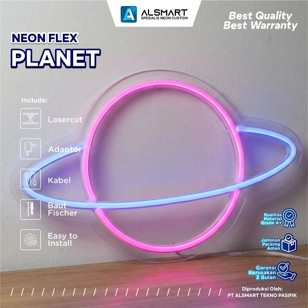 Lampu LED Neon Planet Saturnus Untuk Hiasan Kamar / Lampu Tidur Bisa Custom Dekorasi Lampu Tidur