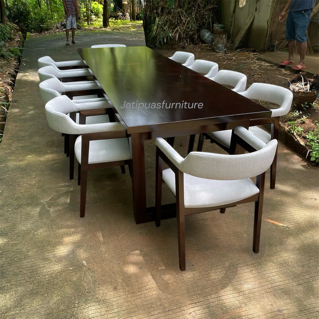 set meja makan 10 kursi kayu jati,meja makan minimalis modern kayujati