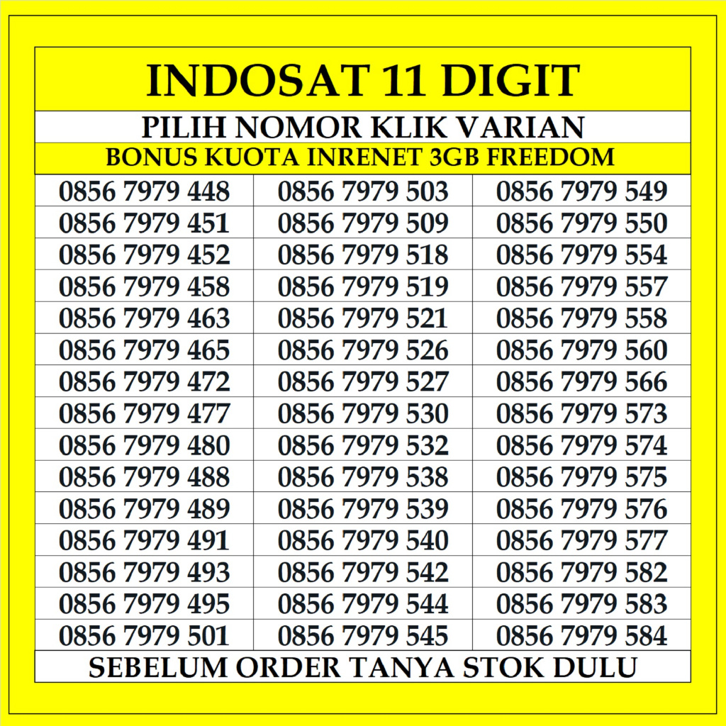 Kartu Perdana Indosat im3 Ooredoo Nomor Cantik Prabayar