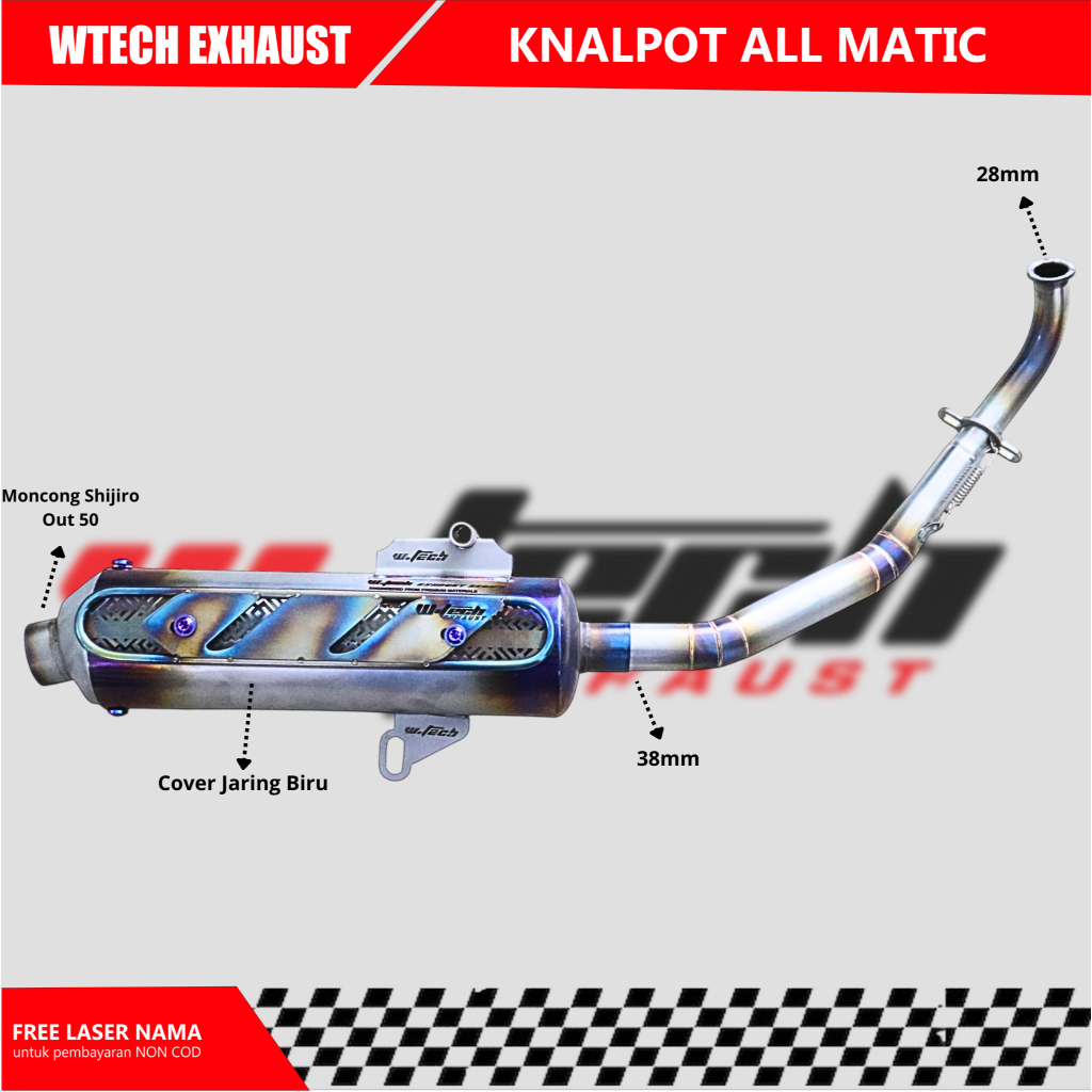 Knalpot Kondoman Luster V2 WTECH Baut Titanium PNP ALL MATIC VARIO BEAT ADV PCX MIO SCOOPY  NMAX PCX