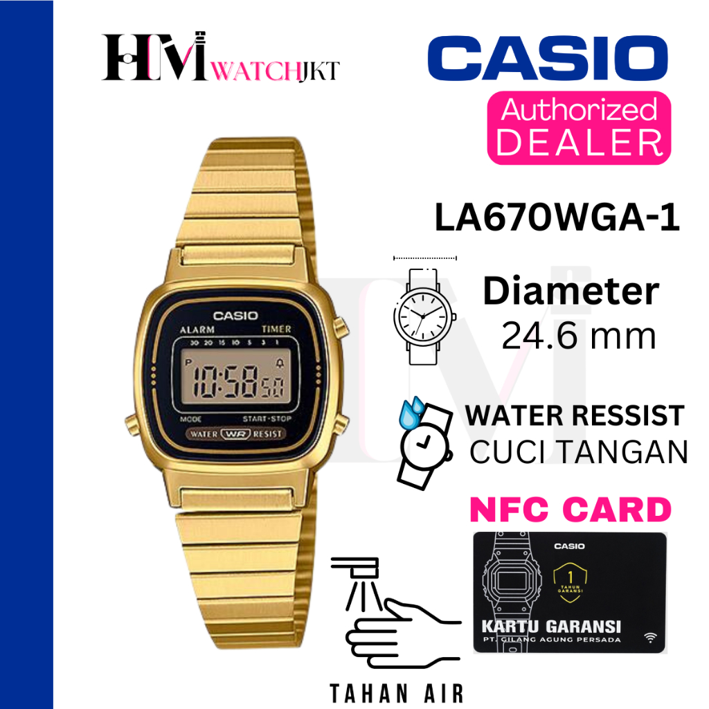CASIO LA670WGA-1DF Jam Tangan Wanita Original Digital Vintage LA670WGA-1 LA670W LA670 la670