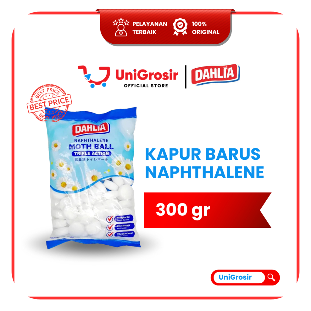 [UniGrosir] KAPUR BARUS DAHLIA NAPHTHALENE KAMPER MOTH BALL TRIPLE ACTOIN ~ 300 gr