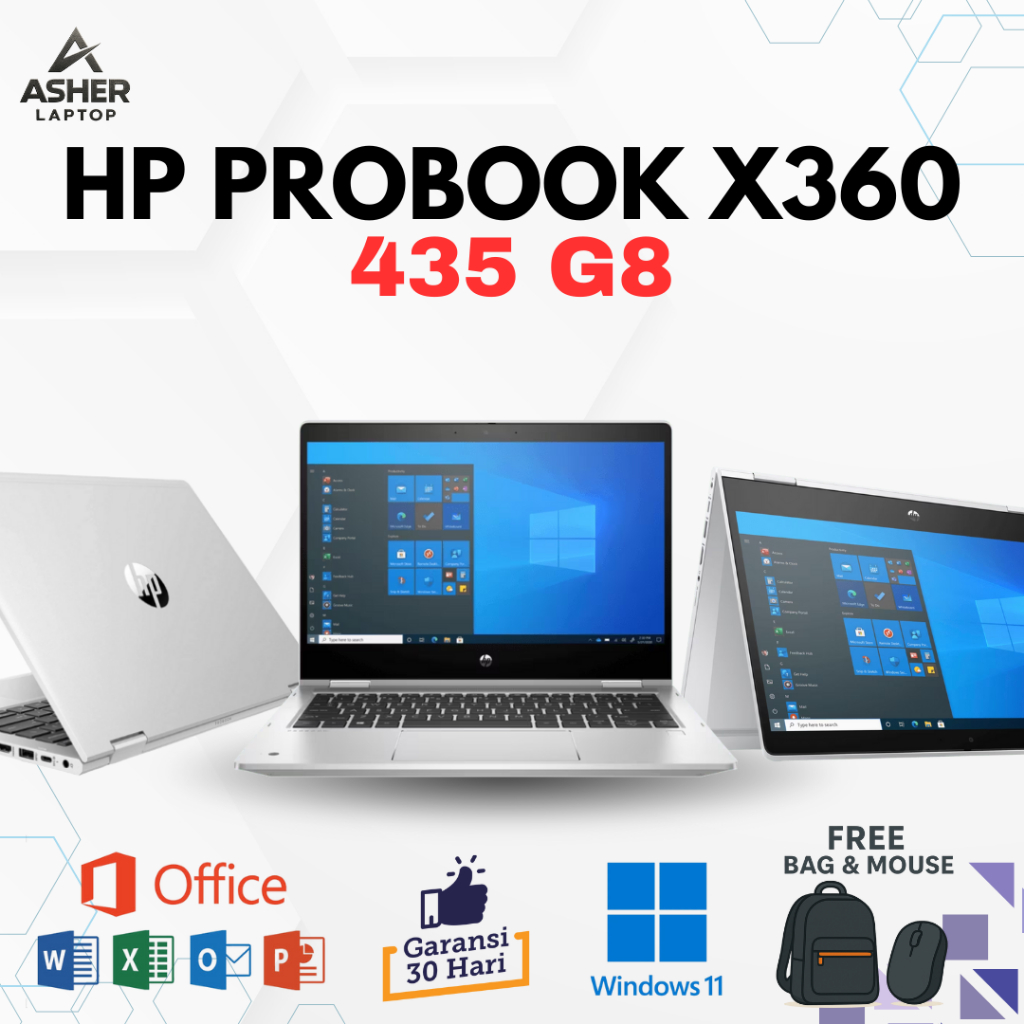 Laptop 2in1 HP Probook X360 435 G8 AMD Ryzen 7 5800u RAM 16GB SSD 1TB 13" Touchscreen SECOND