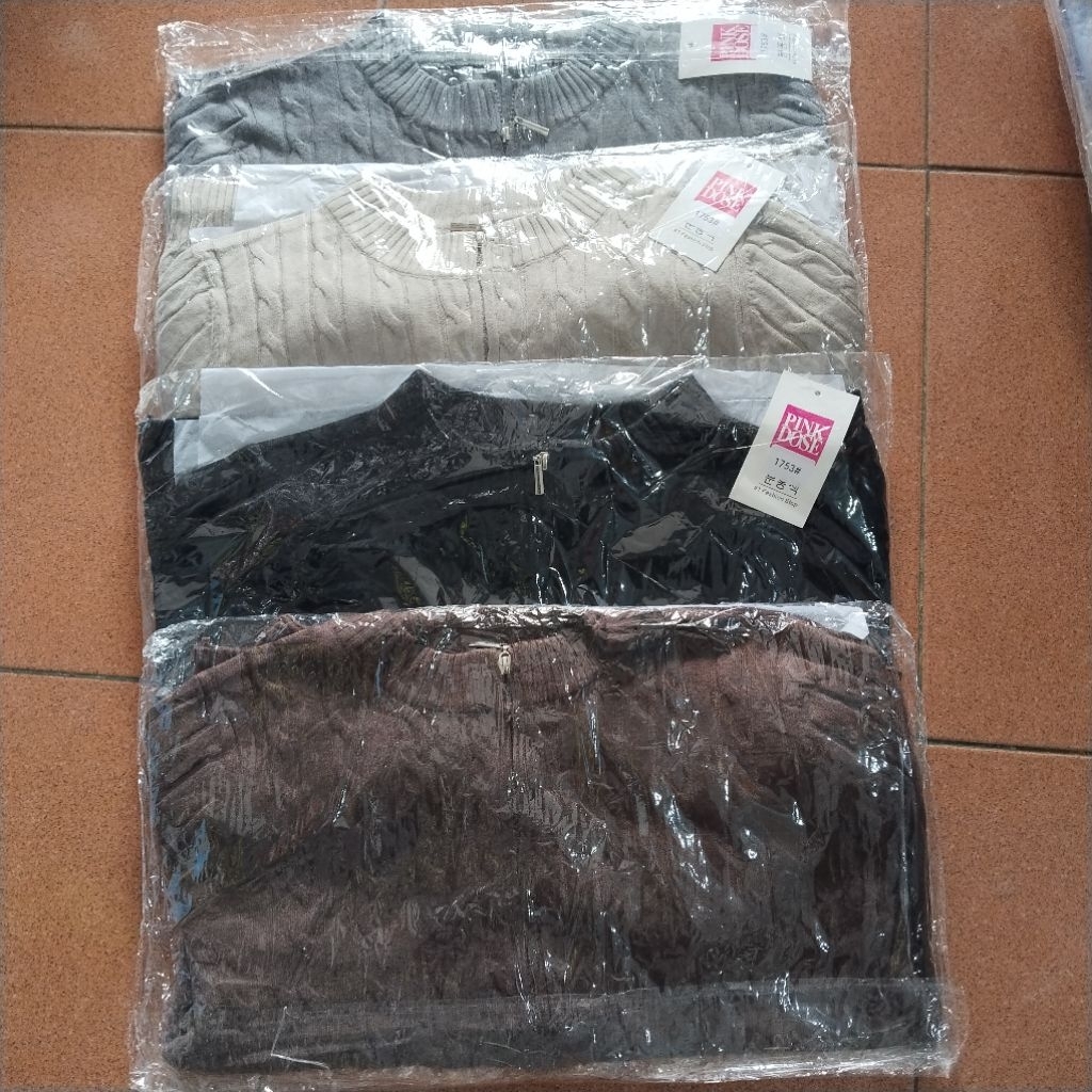 jaket rajut double zipper