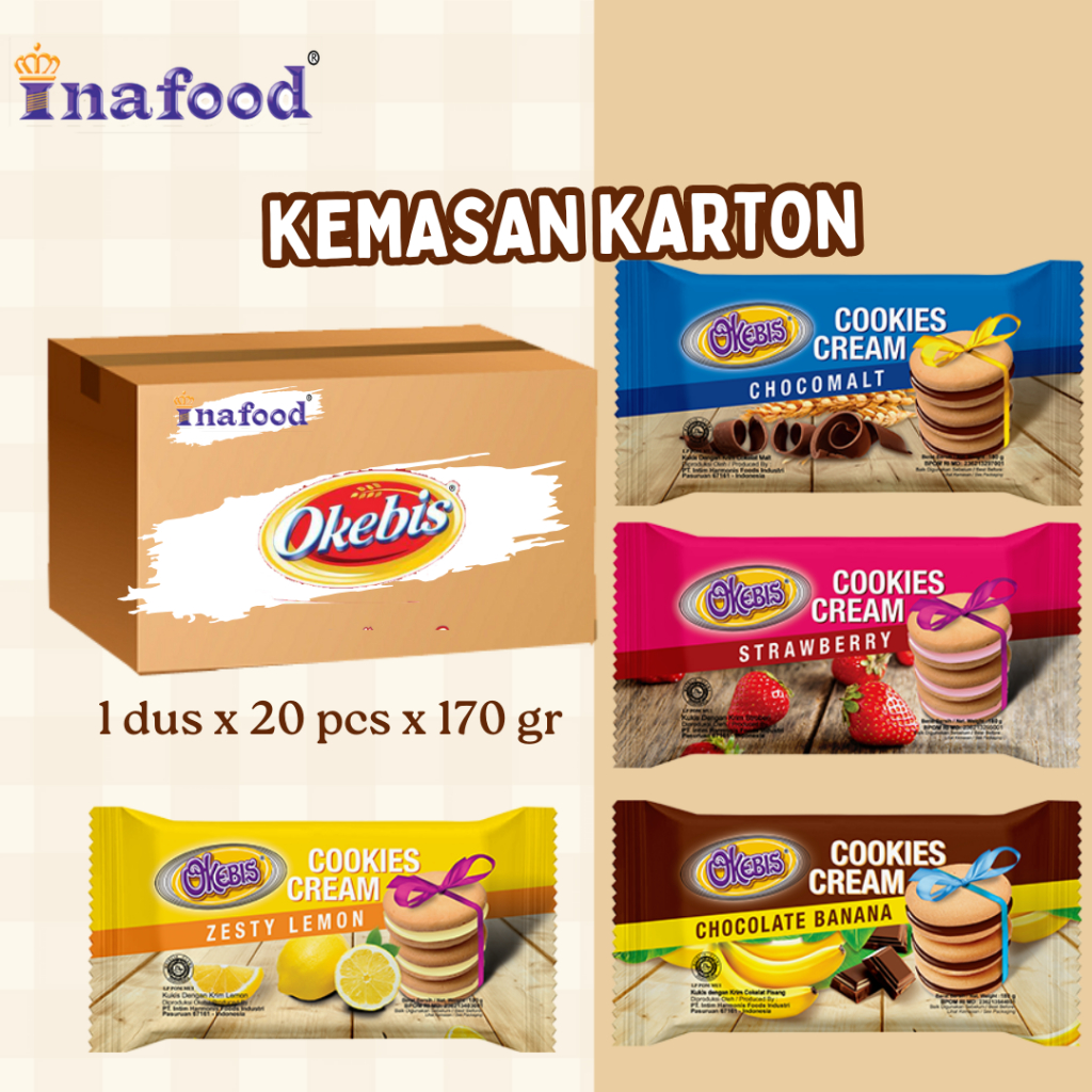InaFood OkebBis Cookies Cream 170 grm 1 DUS isi 20 pcs