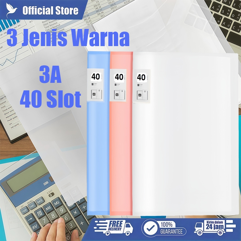 A3 Map Plastik Transparan Display Book Map Plastik 40 Lembar Clear Holder Buku Tampilan