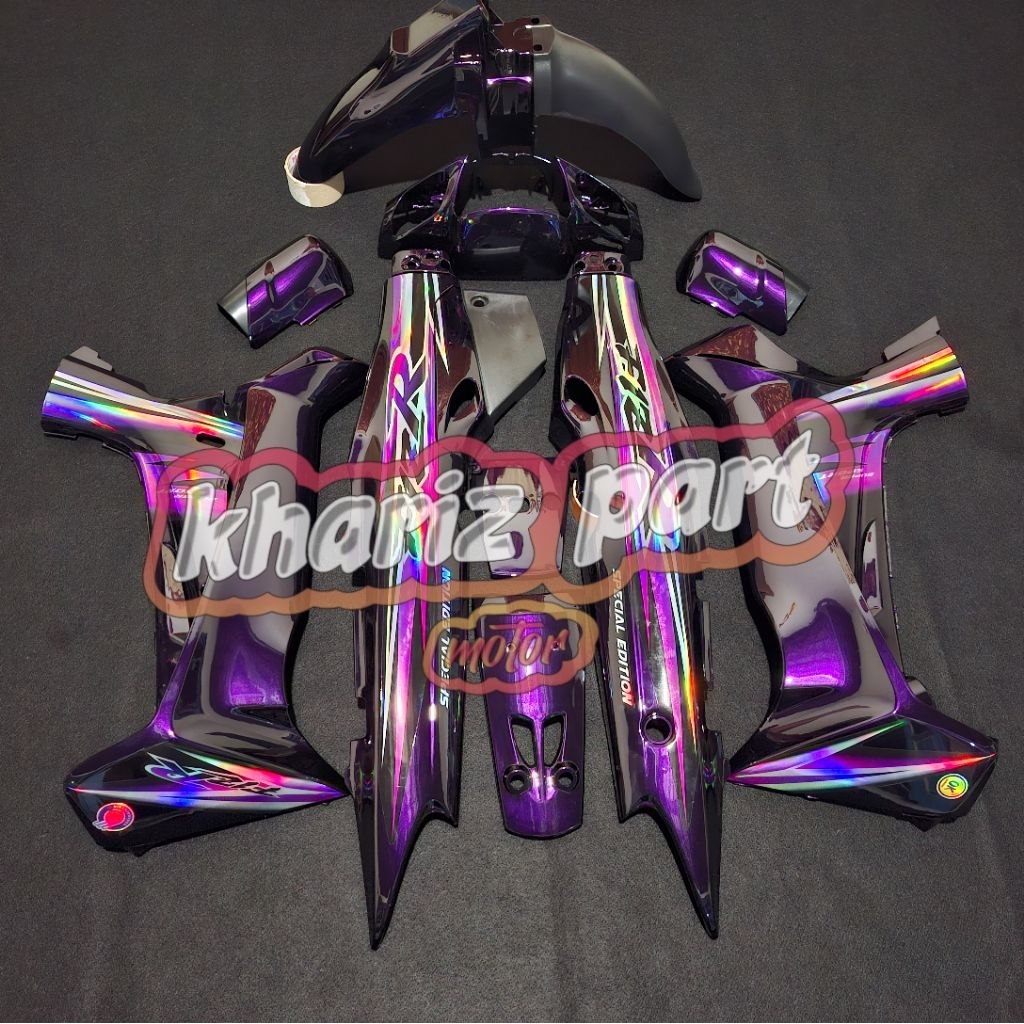 Cover body fullset fizr f1zr hitam lembayung striping hologram ungu Body fullset YAMAHA fizr f1zr hi