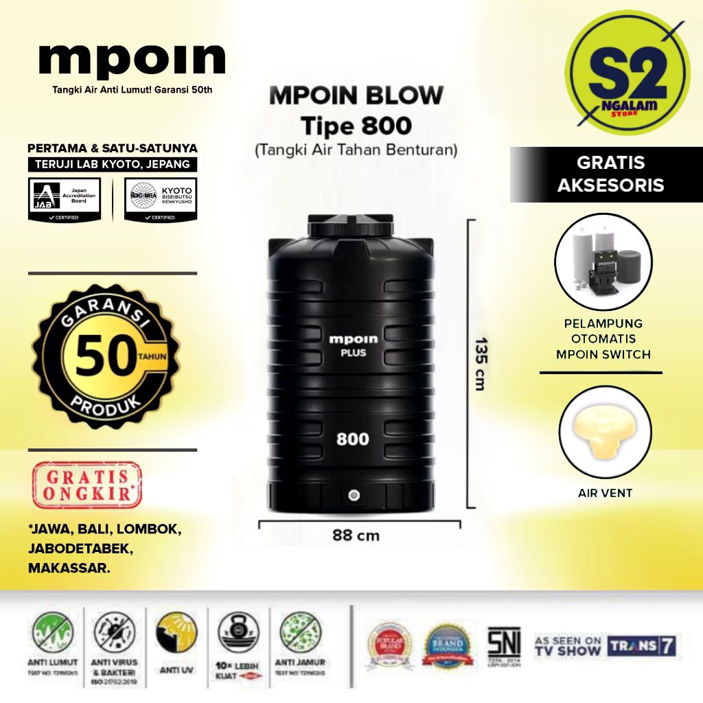 Tandon Air /Toren Air /Tangki Air - MPOIN 800 Liter (Invoice)