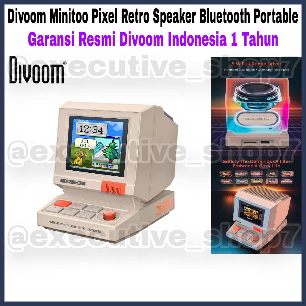 Divoom Minitoo Pixel Retro Speaker Bluetooth Portable - Garansi Resmi Divoom Indonesia 1 Tahun