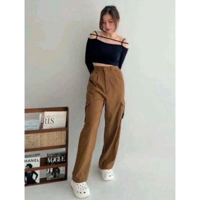 Celana panjang Wanita Katun Kulot Nyaman bhn japan drill