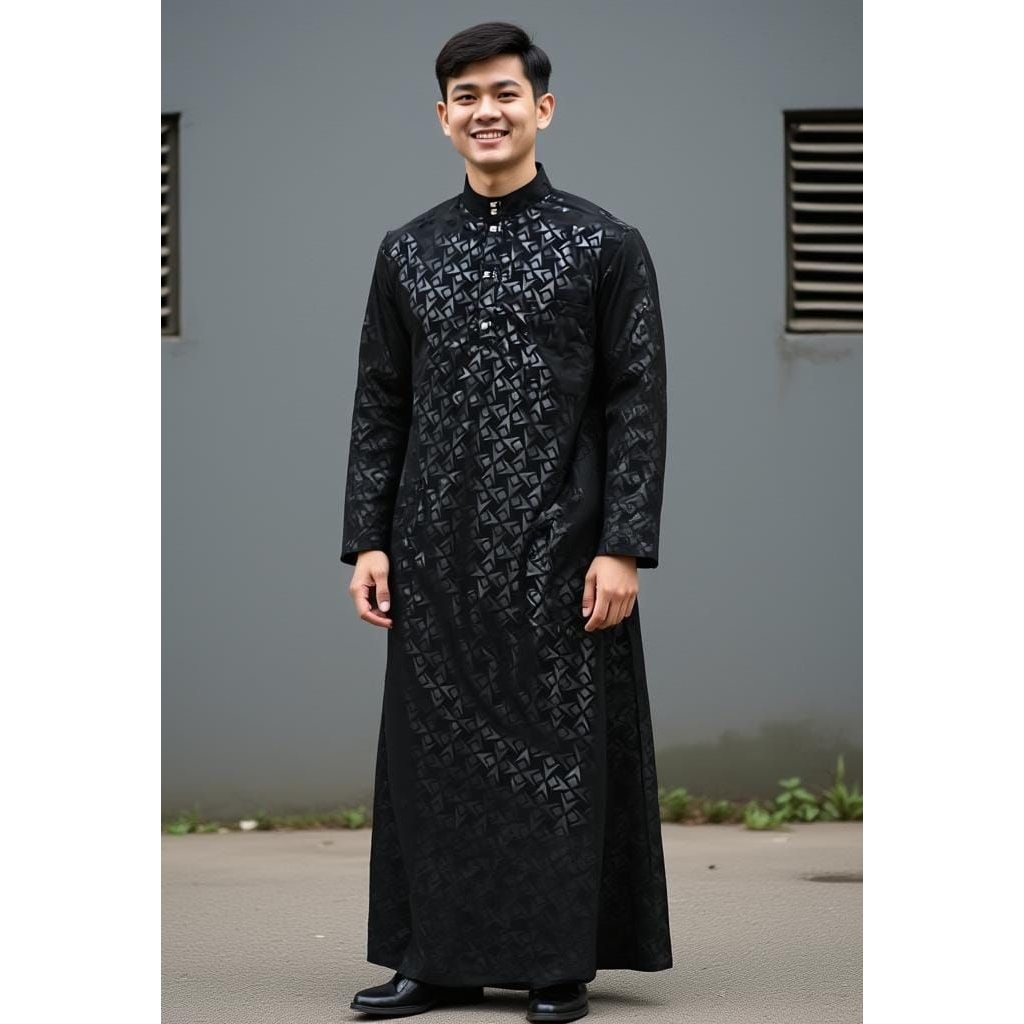 koko gamis jubah import - jubah muslim pria lengan panjang- gamis pria premium motif kain suriken