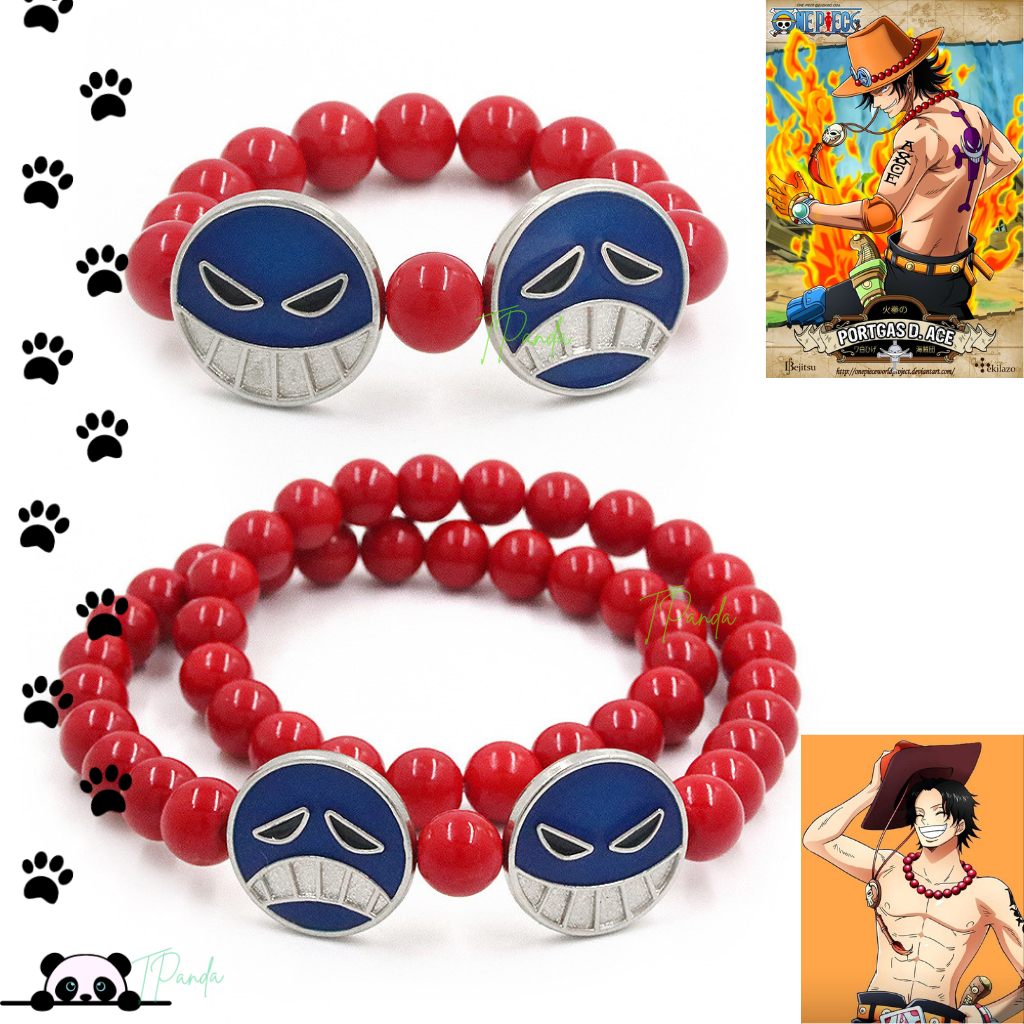 TP Kalung Gelang Portgas D. Ace Anime Manga One Piece Beads Bracelet Necklace Hiken No Ace