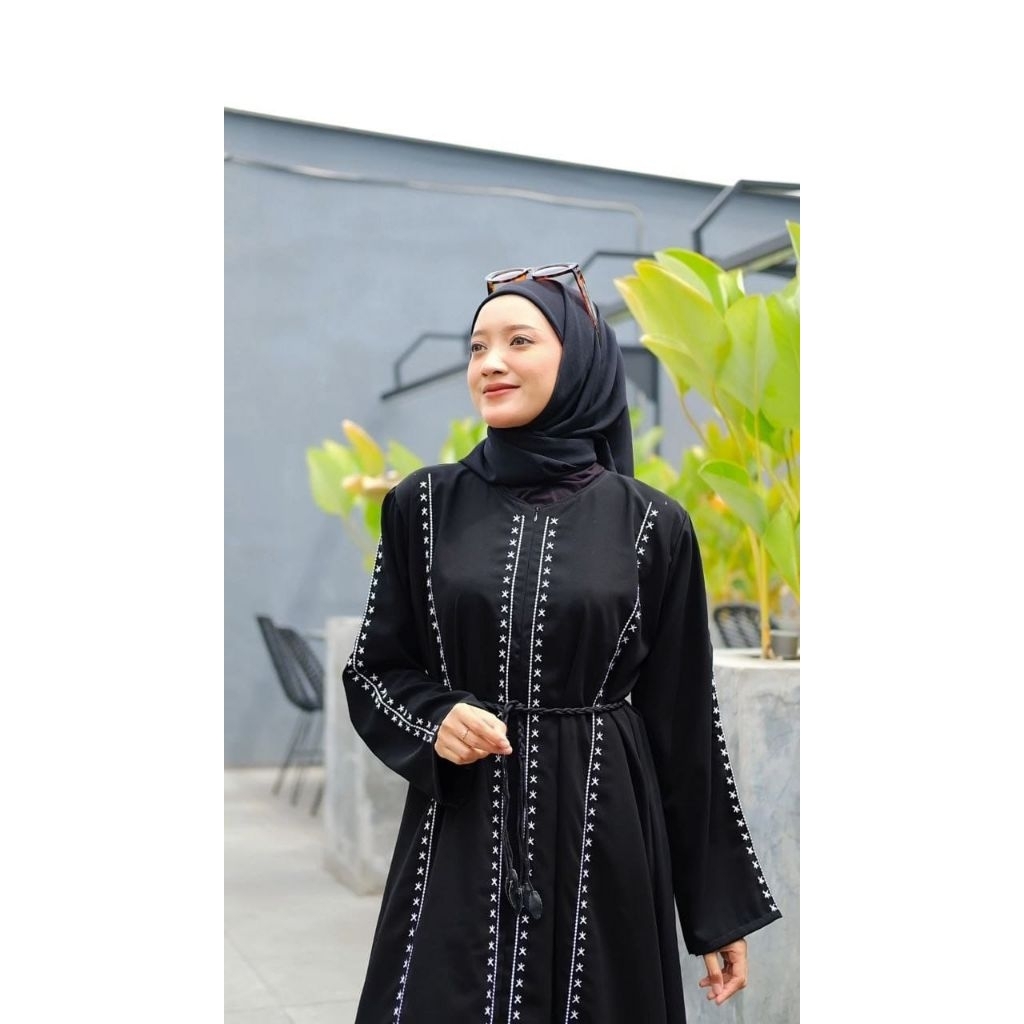 Abaya seren abaya jetblack premium abaya arab abaya bordir putih abaya umroh abaya simple elegant fr