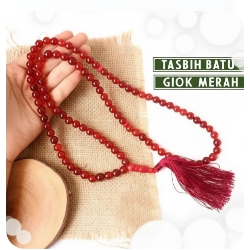 TASBIH BATU GEOK MERAH 8MM 99 BUTIR / TASBIH BATU EXKLUSIF