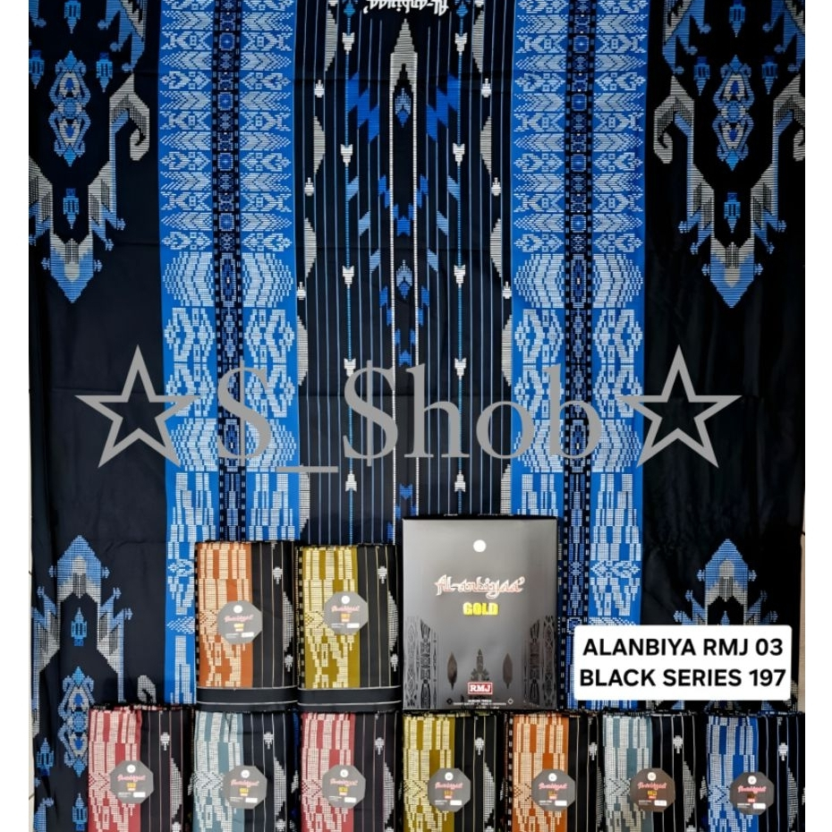 ASB Sarung Al-Anbiya Gold RMJ 03 Black Series 197 Original Premium Motif Prin Mewah Terbaru