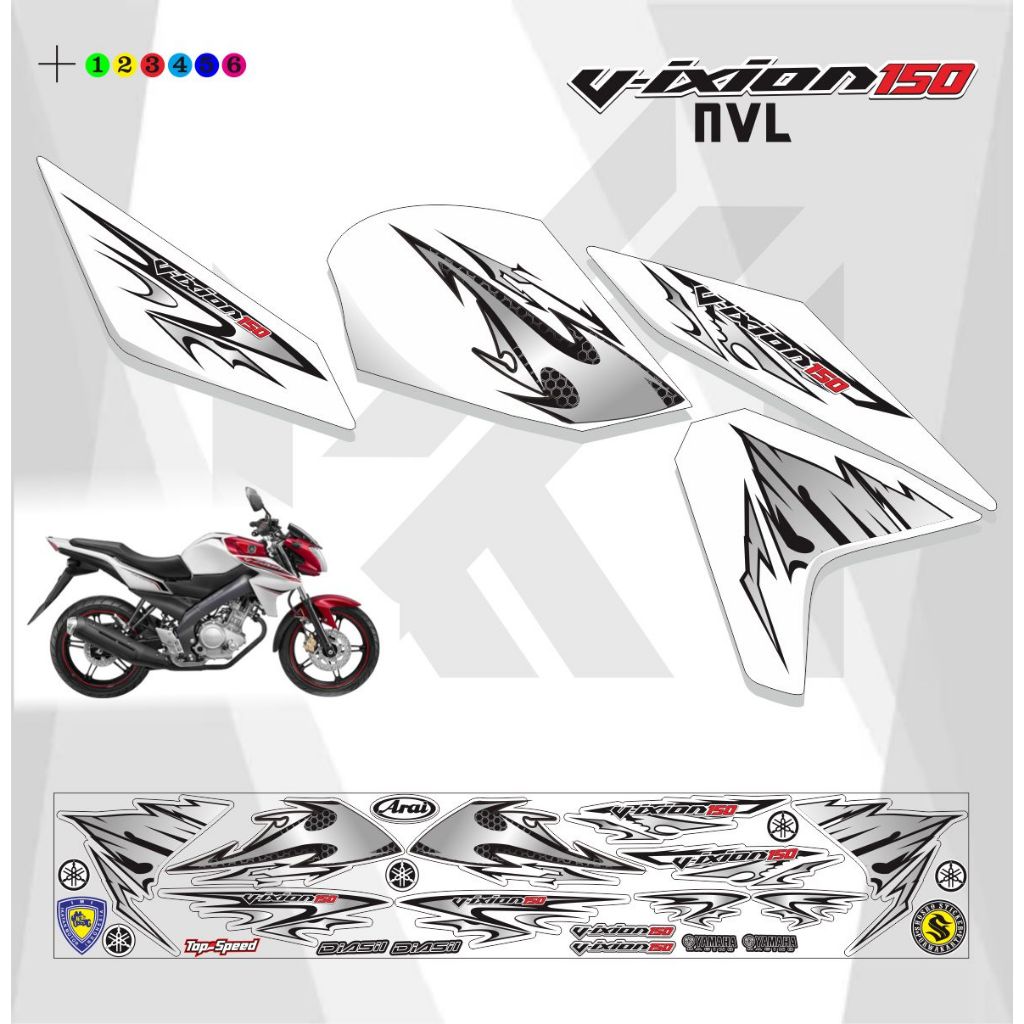 STRIPING MOTOR VIXION VARIASI MOTIP VARIASI POLET LIS / STICKER STRIPING MOTOR VIXION