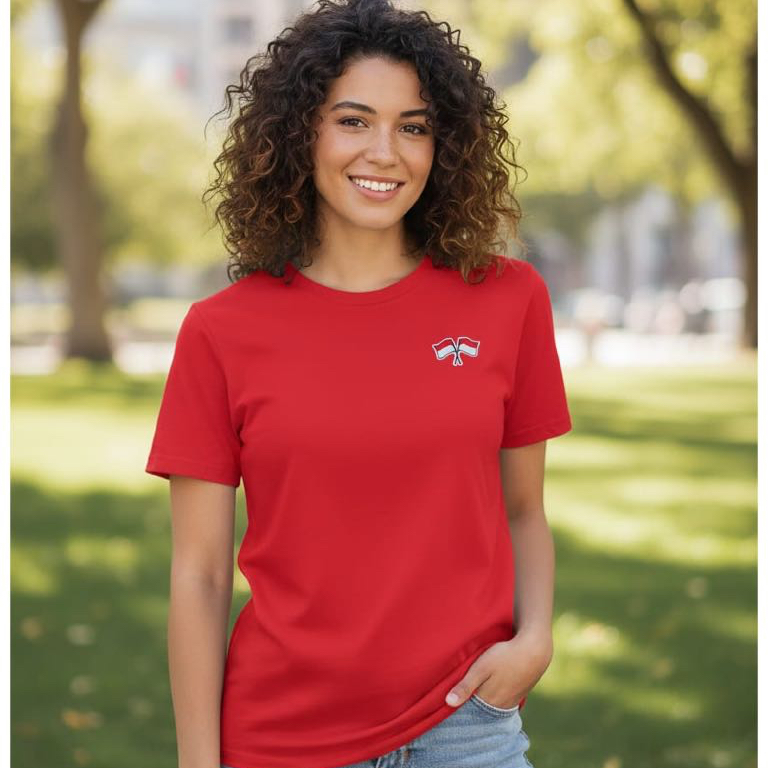 Kaos Santai Katun Combed 30S Unisex Logo Bendera Merah Putih INDONESIA