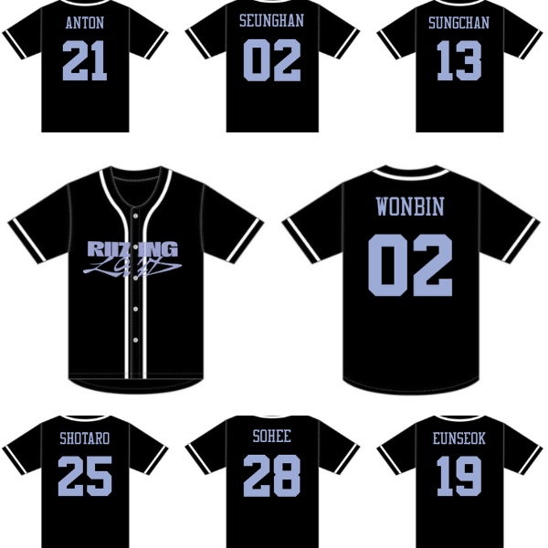 Jersey baseball riize kpop korea idol konser baju olahraga hitam atasan riizing loud