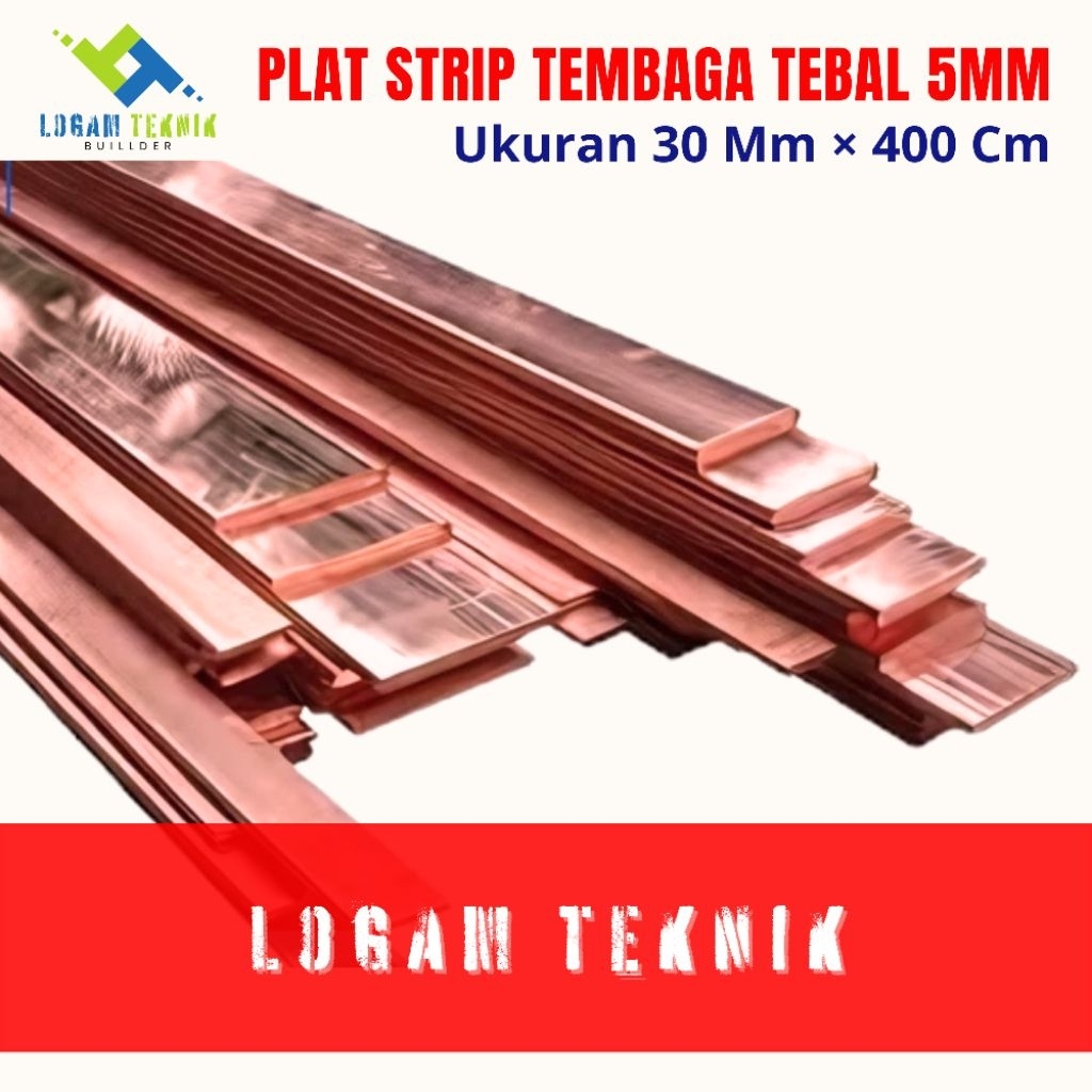 PLAT TEMBAGA BUSBAR 5 MM | BUSBAR COPPER PLATE ukuran 30mm × 400cm