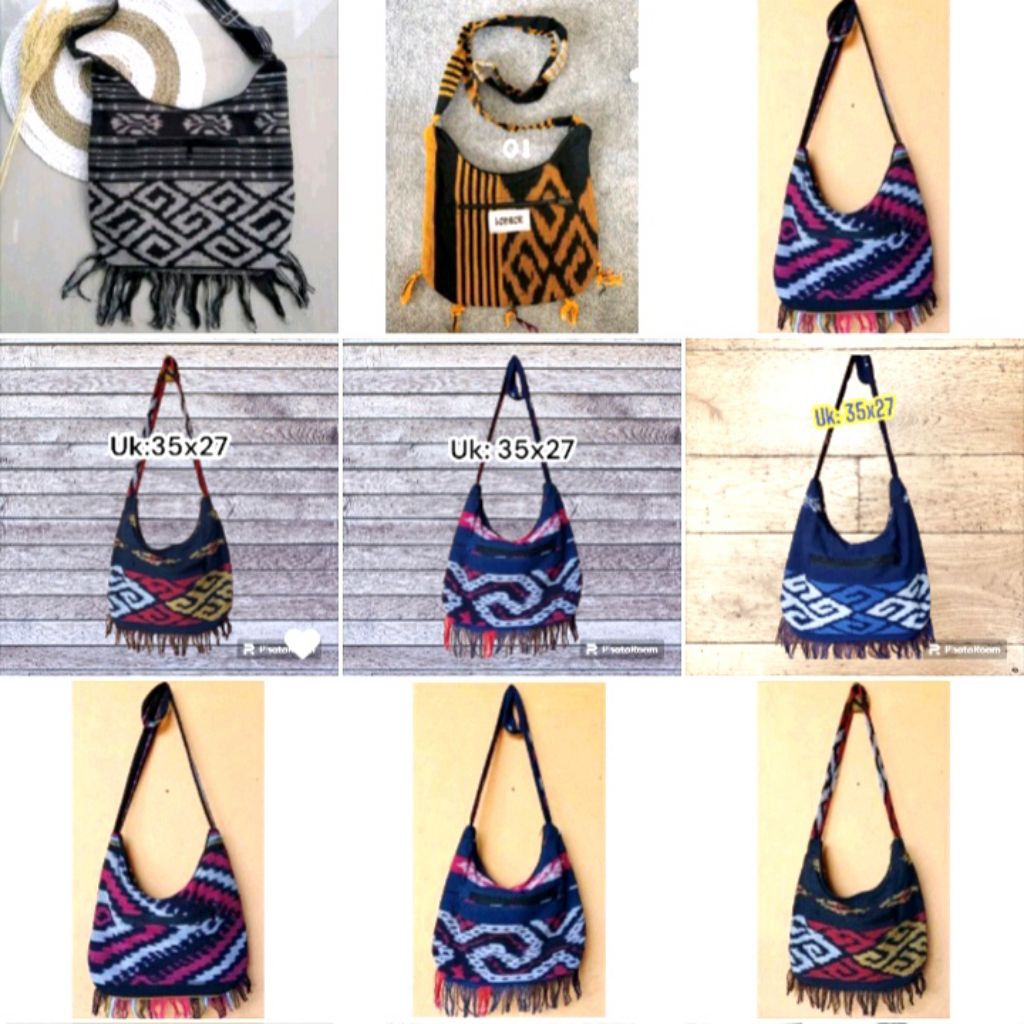 TERMURAH TAS SELEMPANG TENUN ETNIK ASLI MOTIF KALIMANTAN.NTT.TORAJA.TROSO.JEPARA
