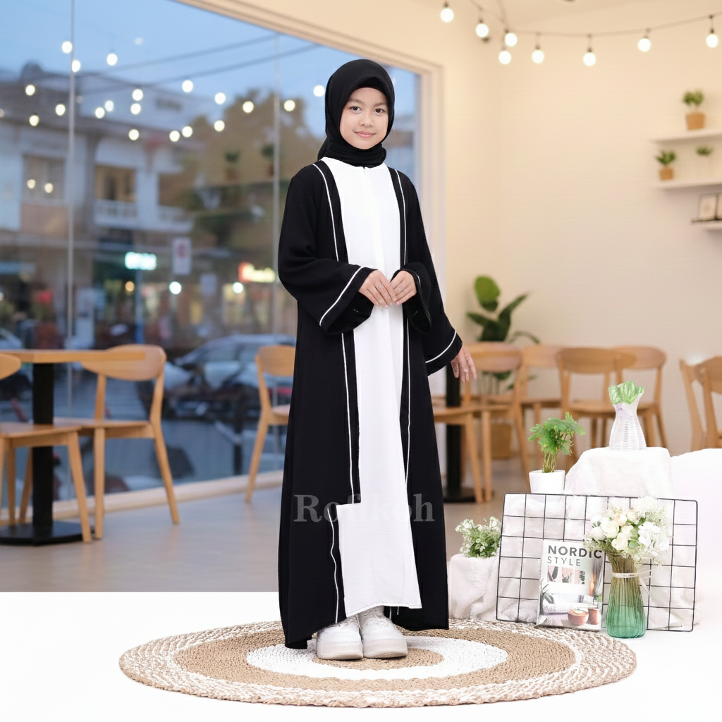 Abaya Anak Perempuan 2025 | Abaya Anak Gamis Perempuan | Bahan Crinkle