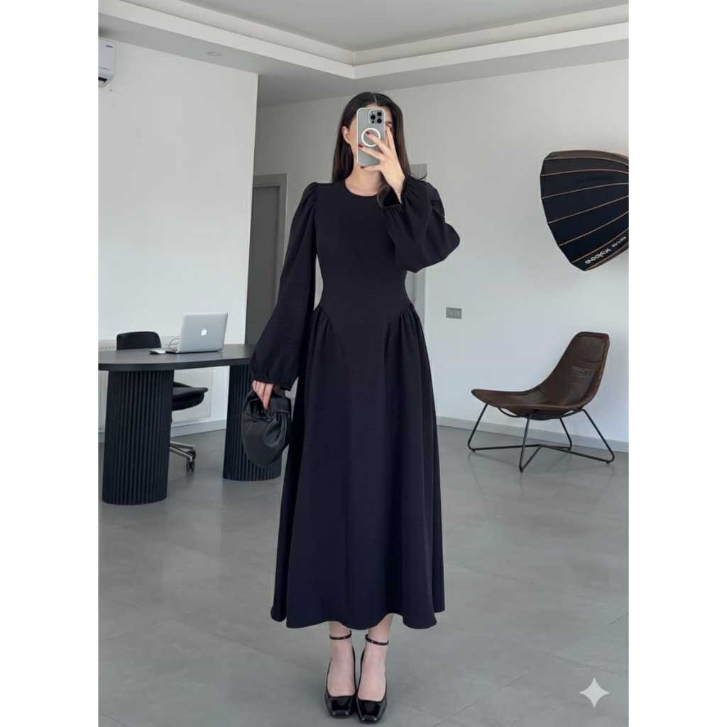 Amora Dress Maxi Muslim Wanita Serut