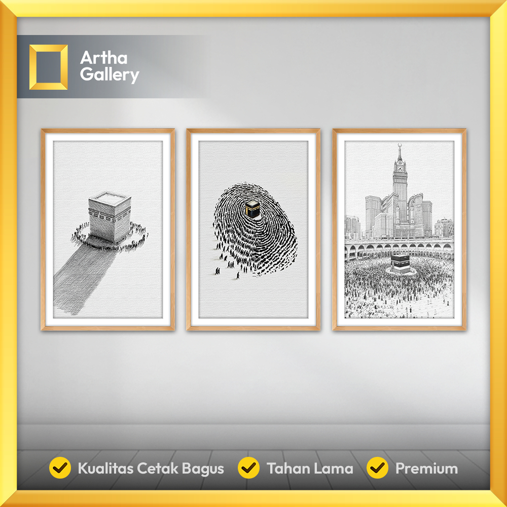 pajangan dinding lukisan abstrak ka'bah mekah - p001