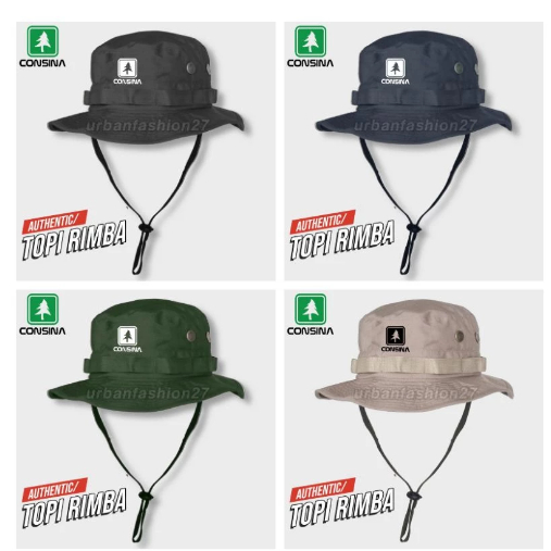 Topi Consina Rimba Gunung Outdoor Camping Mancing Hiking - Topi Rimba Pria Wanita Jungle Hat Logo Co